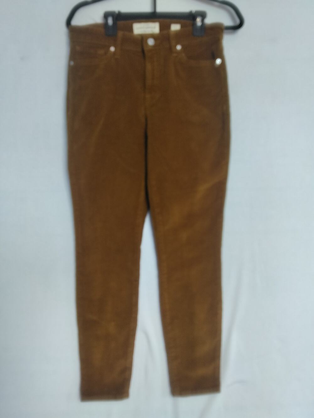 Lucky Brand "Ava" Mid-Rise Skinny Corduroy Pants Sz 6 W28 Camel Brown Autumn